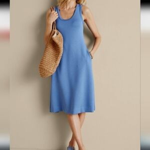Soft Surroundings Ceri Knit Riverdale Blue Midi Dress, Med. NWOT
